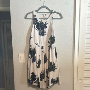 Free People Floral Sleeveless Dress - White and Blue